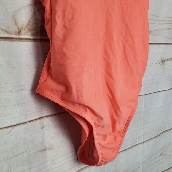 New Kona Sol Peach V-neck One Piece High Back Adjustable Straps Swimsuit Medium - Picture 2 of 10